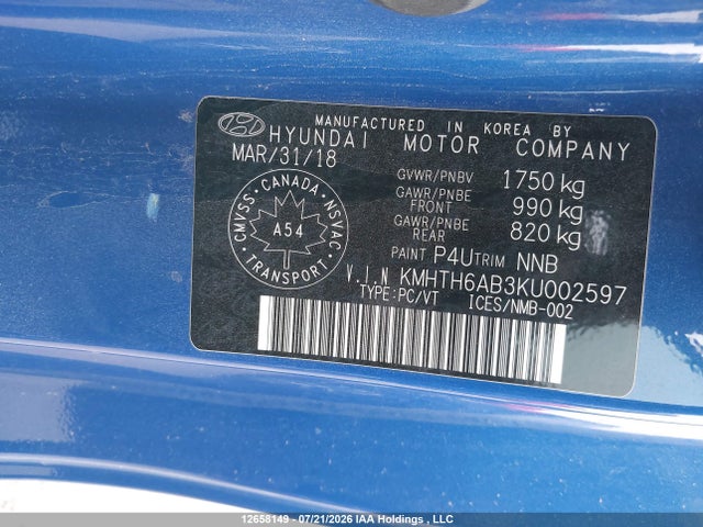 KMHTH6AB3KU002597 Hyundai Veloster Turbo