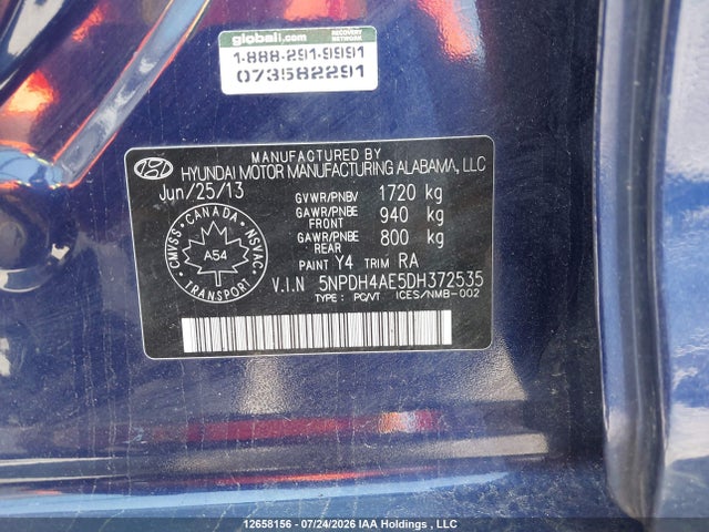 Продажа на аукционе авто 2013 Hyundai Elantra Gl, vin: 5NPDH4AE5DH372535, номер лота: 12658156