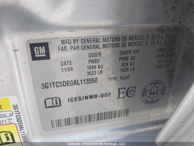 Продажа на аукционе авто 2010 Chevrolet Aveo Lt, vin: 3G1TC5DE0AL113550, номер лота: 12658186