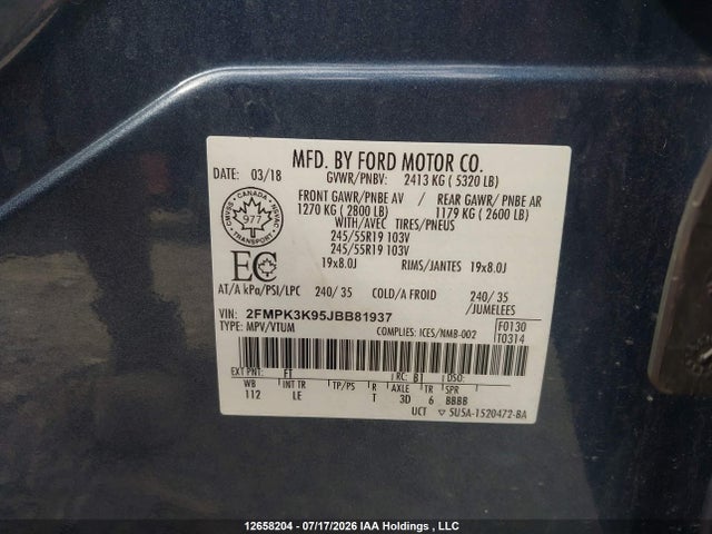 Ford Edge Titanium 2018 2FMPK3K95JBB81937 Image 9