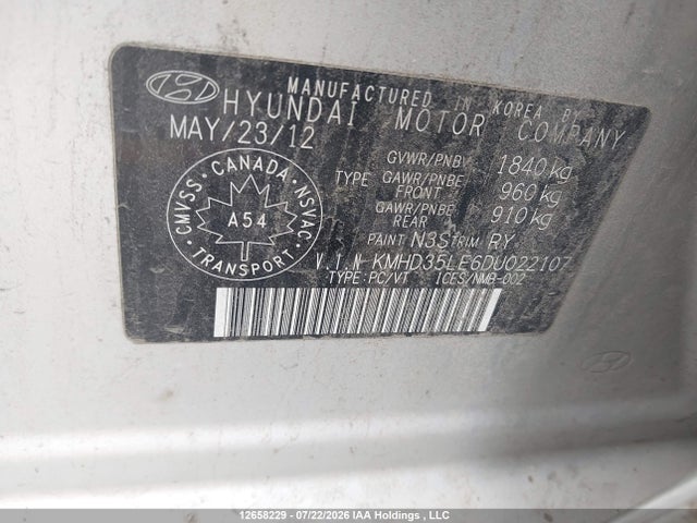 Aukcja sprzedaży 2013 Hyundai Elantra Gt Gls, vin: KMHD35LE6DU022107, numer aukcji: 12658229