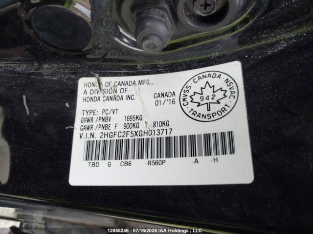 2016 Honda Civic Sedan მანქანა იყიდება აუქციონზე, vin: 2HGFC2F5XGH013717, აუქციონის ნომერი: 12658246