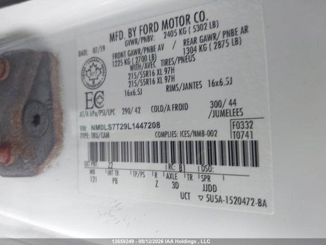 Ford Transit Connect Xlt 2020 NM0LS7T29L1447208 Image 9