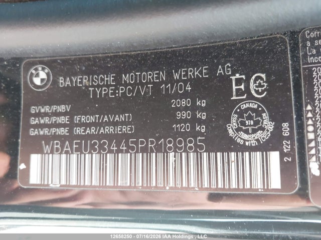 Продажа на аукционе авто 2005 Bmw 3 Series, vin: WBAEU33445PR18985, номер лота: 12658250