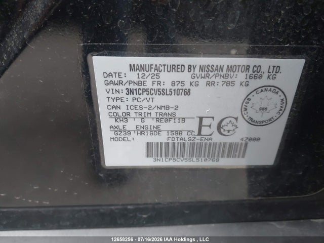 3N1CP5CV5SL510768 Nissan Kicks Play Sv