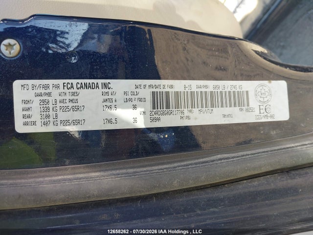 12658262 :رقم المزاد ، 2C4RDGBG0GR117706 vin ، 2016 Dodge Grand Caravan Se مزاد بيع