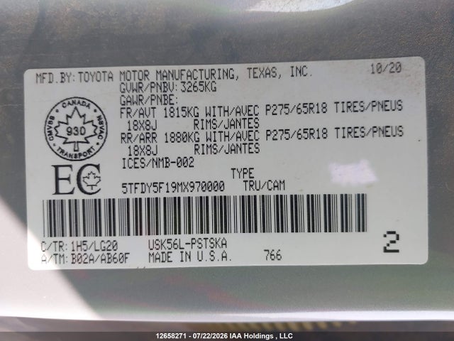 Toyota Tundra Sr5 2021 5TFDY5F19MX970000 Image 18