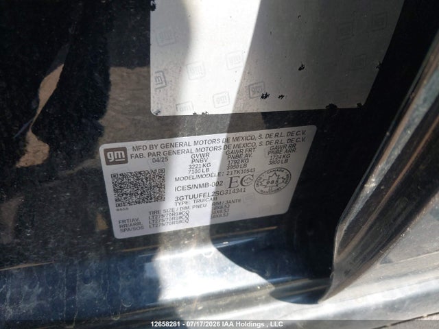 Auction sale of the 2025 Gmc Sierra 1500 , Short Bed, At4x, 4wd, vin: 3GTUUFEL2SG314341, lot number: 12658281