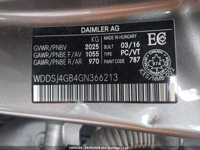 12658294 :رقم المزاد ، WDDSJ4GB4GN366213 vin ، 2016 Mercedes-benz Cla 250 4matic مزاد بيع