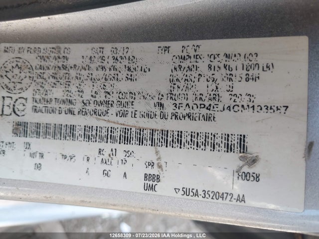 Aukcja sprzedaży 2012 Ford Fiesta Se, vin: 3FADP4EJ4CM193587, numer aukcji: 12658309