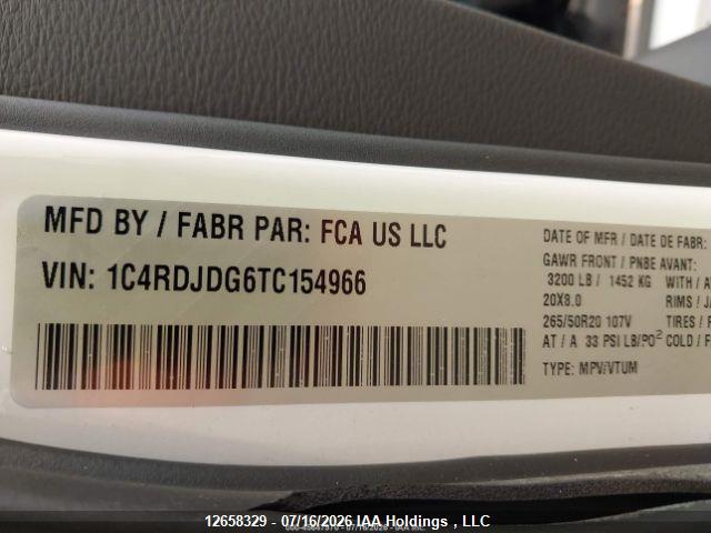 12658329 :رقم المزاد ، 1C4RDJDG6TC154966 vin ، 2026 Dodge Durango Gt Plus مزاد بيع