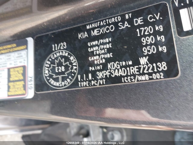 Продаж на аукціоні авто 2024 Kia Forte Ex/ex+/ex Premium, vin: 3KPF34AD1RE722138, номер лоту: 12658349