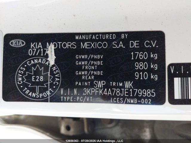 12658363 :رقم المزاد ، 3KPFK4A78JE179985 vin ، 2018 Kia Forte Lx مزاد بيع