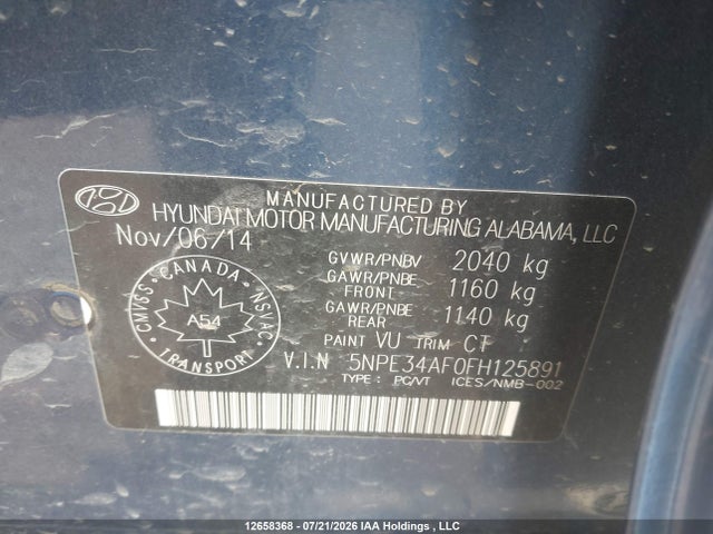 Продаж на аукціоні авто 2015 Hyundai Sonata Sport Tech, vin: 5NPE34AF0FH125891, номер лоту: 12658368