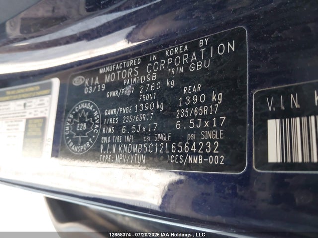 KIA Sedona 2020 KNDMB5C12L6564232 Image 9