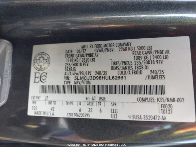 Lincoln MKC 2017 5LMCJ3D98HUL62661 Image 9