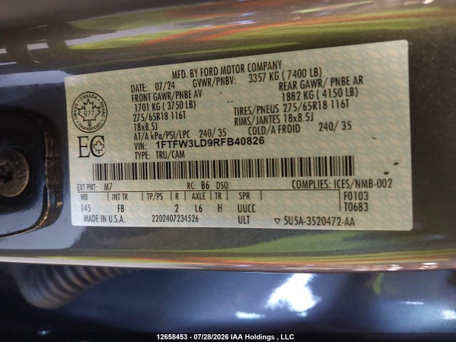 Ford F150 Xlt 2024 1FTFW3LD9RFB40826 Image 19