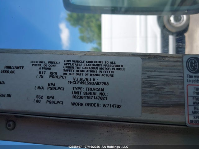 Продаж на аукціоні авто 2009 Ford Econoline, vin: 1FCLE49L59DA62258, номер лоту: 12658467