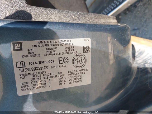 Продаж на аукціоні авто 2012 Gmc Sierra 2500hd Sle, vin: 1GT020CG9CZ221227, номер лоту: 12658469
