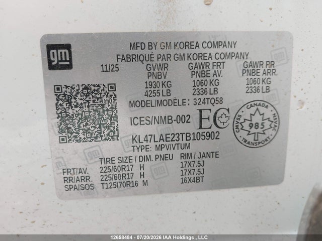 12658484 :رقم المزاد ، KL47LAE23TB105902 vin ، 2026 Buick Envista Preferred مزاد بيع