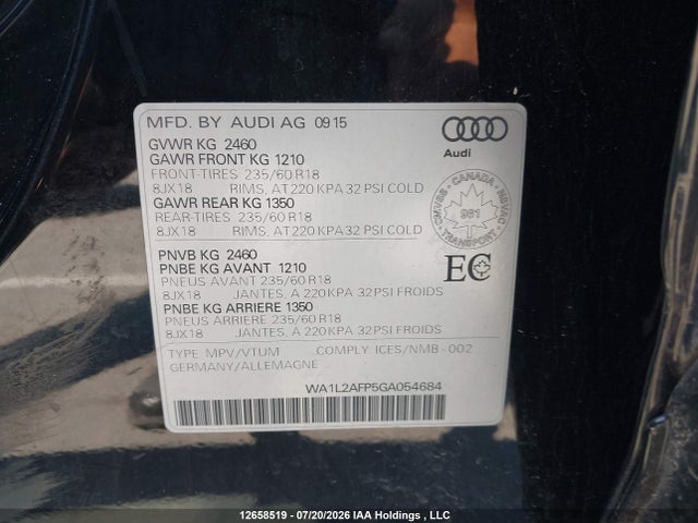 Audi Q5 Premium Plus 2016 WA1L2AFP5GA054684 Image 9