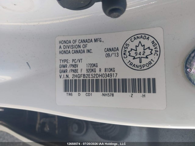 Продаж на аукціоні авто 2013 Honda Civic Ex 4dr, vin: 2HGFB2E52DH034917, номер лоту: 12658574