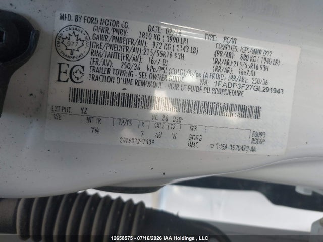 Ford FOCUS SE 2016 1FADP3F27GL291943 Image 18