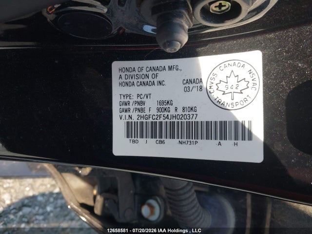 Honda Civic Lx 2018 2HGFC2F54JH020377 Image 9