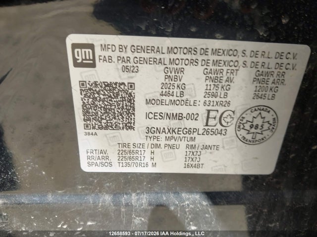 3GNAXKEG6PL265043 Chevrolet EQUINOX LT