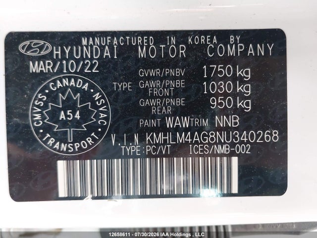 KMHLM4AG8NU340268 Hyundai Elantra Preferred Ivt