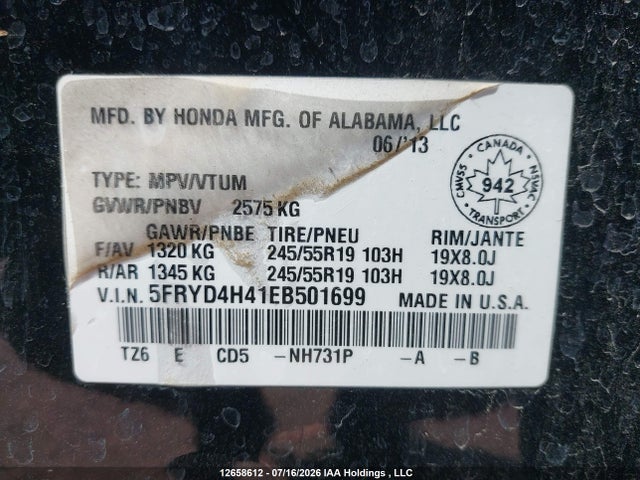 Aukcja sprzedaży 2014 Acura Mdx Navigation Package, vin: 5FRYD4H41EB501699, numer aukcji: 12658612