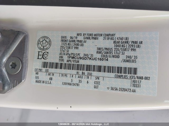 Ford ESCAPE SE 2019 1FMCU9GD7KUC16014 Image 18