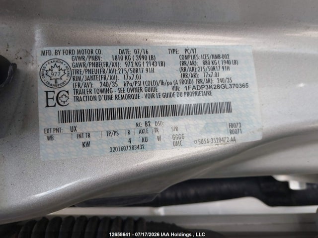 Продаж на аукціоні авто 2016 Ford Focus Se, vin: 1FADP3K28GL370365, номер лоту: 12658641