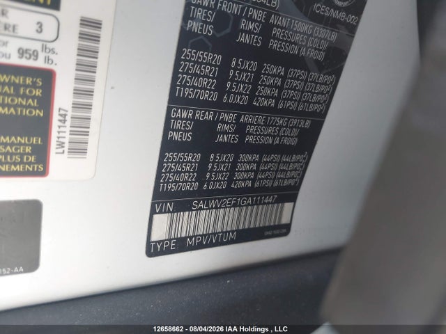 SALWV2EF1GA111447 Land Rover Range Rover Sport Autobiography