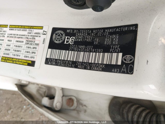 Продаж на аукціоні авто 2009 Toyota Corolla Ce, vin: 2T1BU40E09C181393, номер лоту: 12658669
