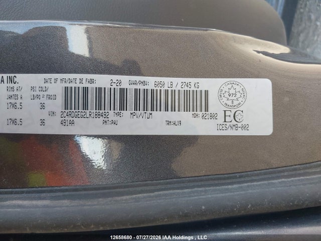 Dodge Grand Caravan Gt 2020 2C4RDGEG2LR188492 Image 9