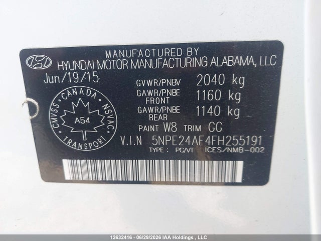 Hyundai SONATA GLS 2015 5NPE24AF4FH255191 Image 9