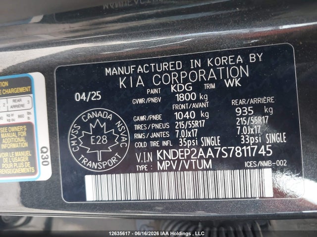 2025 Kia Seltos Lx Fwd მანქანა იყიდება აუქციონზე, vin: KNDEP2AA7S7811745, აუქციონის ნომერი: 12635617