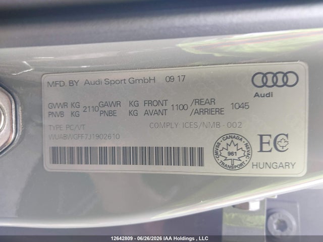 Audi Rs 3 2.5t 2018 WUABWGFF7J1902610 Image 9
