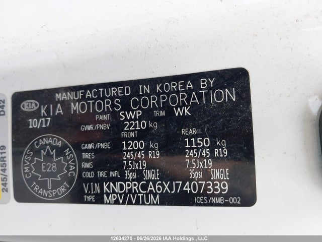 12634270 :رقم المزاد ، KNDPRCA6XJ7407339 vin ، 2018 Kia Sportage Sx Turbo مزاد بيع