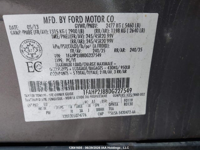 Aukcja sprzedaży 2013 Ford Taurus Limited, vin: 1FAHP2J88DG227549, numer aukcji: 12641605