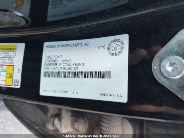 1HGCV1F18LA801828 Honda Accord Lx 1.5t