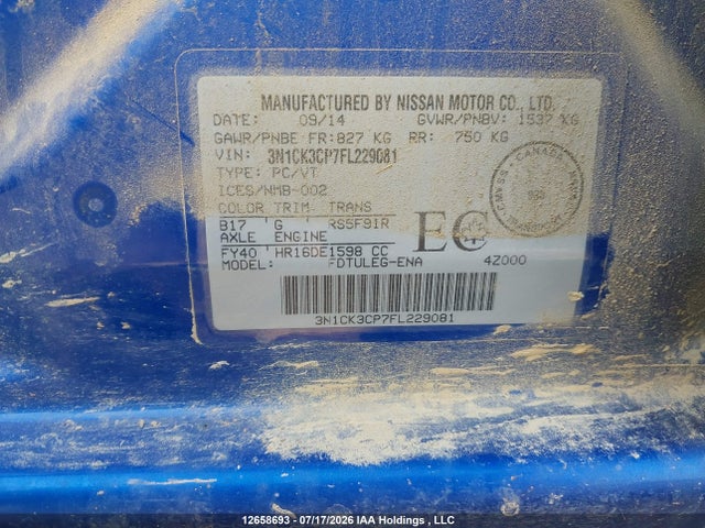 Nissan Micra 2015 3N1CK3CP7FL229081 Image 9