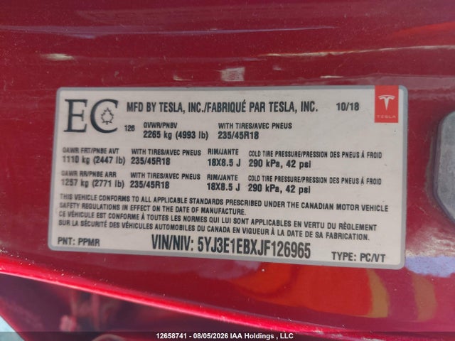 Aukcja sprzedaży 2018 Tesla Model 3 Long Range/performance, vin: 5YJ3E1EBXJF126965, numer aukcji: 12658741