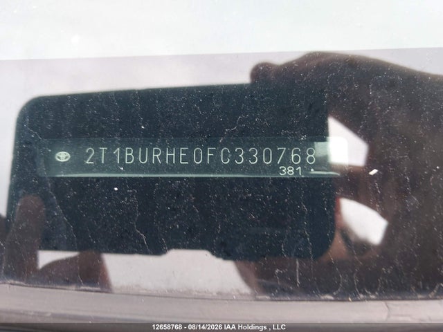 2015 Toyota Corolla Le მანქანა იყიდება აუქციონზე, vin: 2T1BURHE0FC330768, აუქციონის ნომერი: 12658768