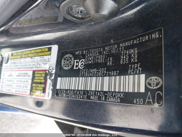 Aukcja sprzedaży 2011 Toyota Corolla S/le, vin: 2T1BU4EE0BC721887, numer aukcji: 12658790