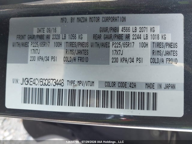 JM3KE4CY6G0873448 Mazda Cx-5 Touring