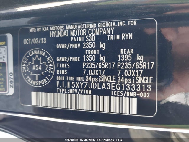 Продажа на аукционе авто 2014 Hyundai Santa Fe Sport, vin: 5XYZUDLA3EG133313, номер лота: 12658809