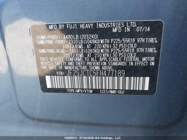 Продаж на аукціоні авто 2015 Subaru Forester, vin: JF2SJCTC5FH477189, номер лоту: 12658812