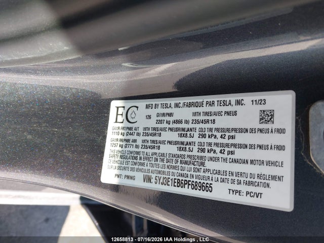 Tesla MODEL 3 2023 5YJ3E1EB6PF689665 Image 18
